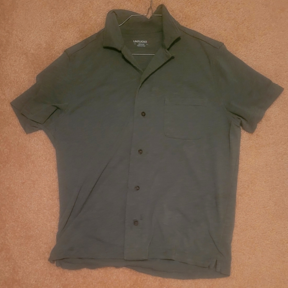 Untuckit Resort Shirt, Camp Collar, Sapori, Medium Slim, Duck Green